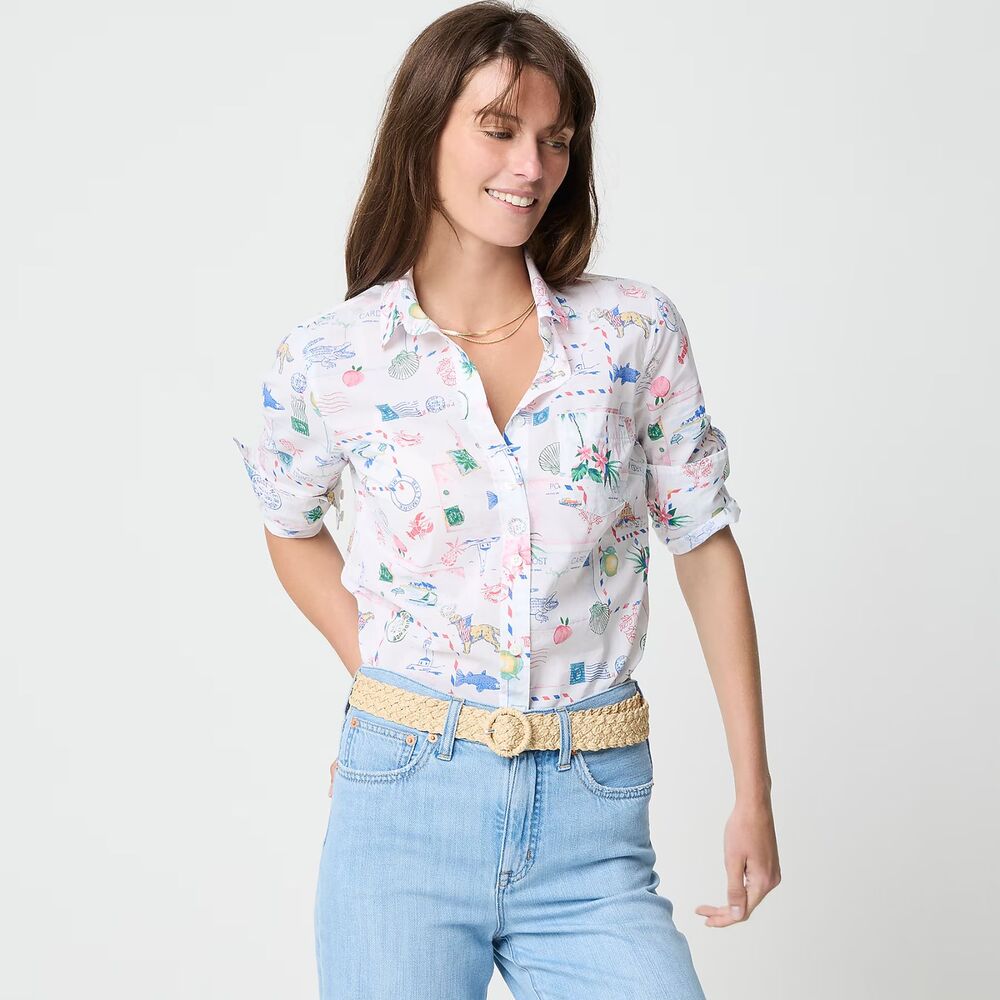 NWT J. Crew Factory Women's Lightweight Cotton Shirt Signature Fit Size M